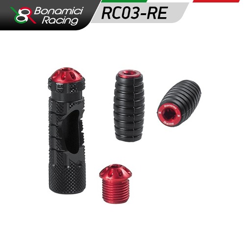 [ 보나미치 레이싱 ] RC03_RE 알루미늄 발판 및 컬러 캡 - Red